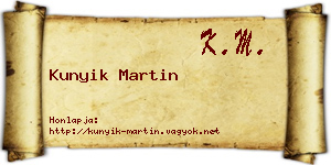 Kunyik Martin névjegykártya